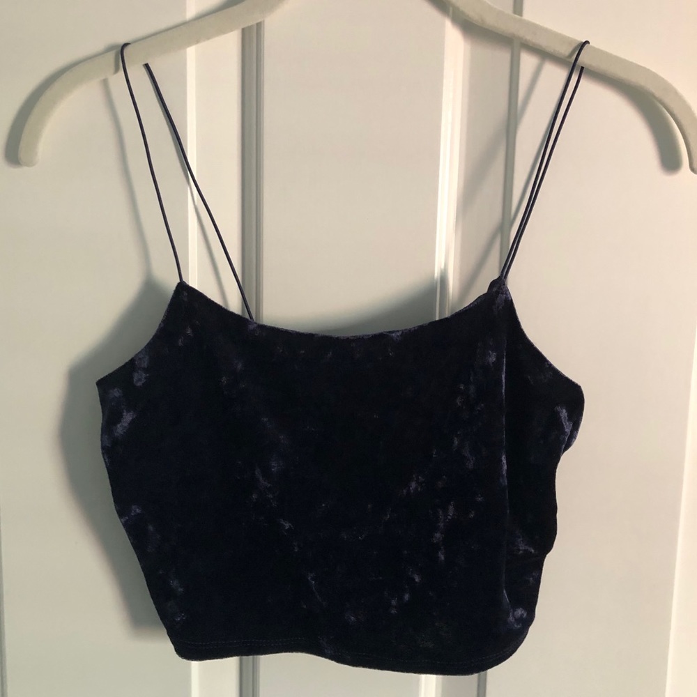 Spaghetti strap suede crop top